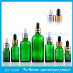 5ml-100ml Green Round Essential Oil Glass Bottles With New Droppers