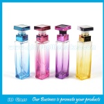30ml High Quality Colored Tall Square Perfume Glass Bottles With Cap and Sprayer