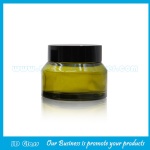 50g Olive Green Sloping Shoulder Glass Cosmetic Jar With Black Lid